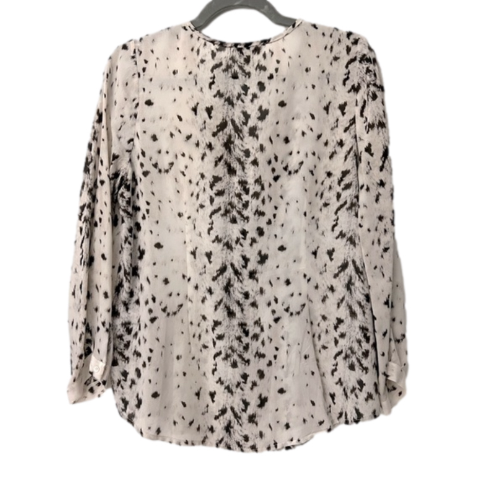 Joie Snow Leopard Print Silk Purine Blouse in New Moon, Size Small - Picture 6 of 9